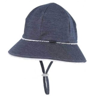 Bedhead Ponytail Ruffle Trim Bucket Hat With Strap - Denim - 54cm / 3-6 Years / XL