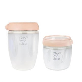Haakaa Gen 3 Silicone Breast Milk Storage Container Set Peach